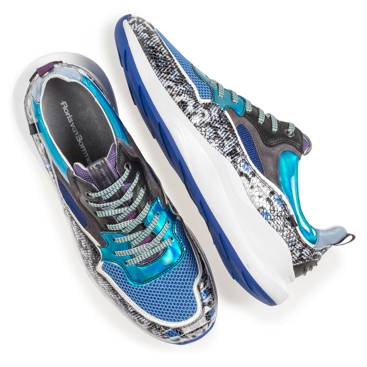 16269/24 - Multi-color sneaker met grijs/blauwe print 16269/24 - Multi-color sneaker met grijs/blauwe print
