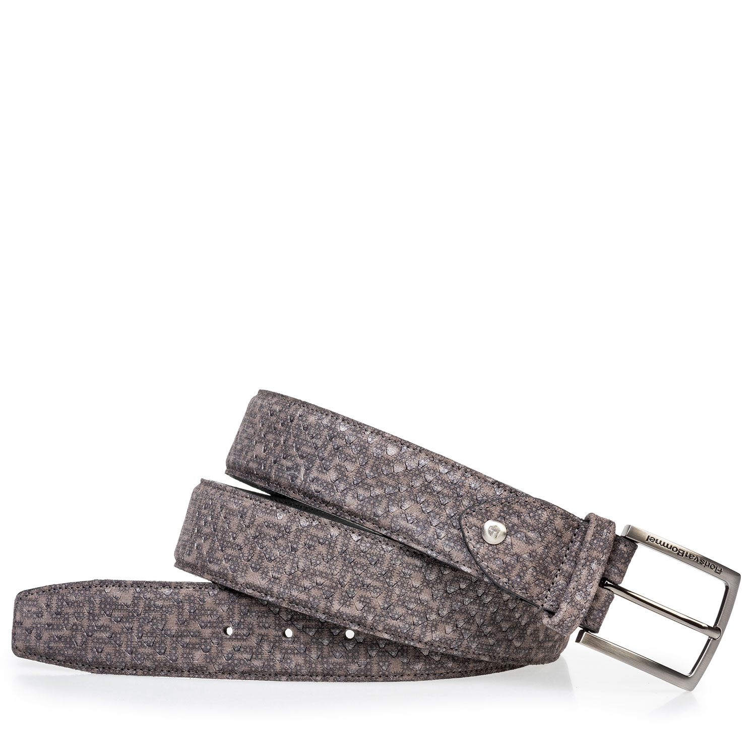 75204/08 - Suède riem grijs met print 75204/08 - Suède riem grijs met print