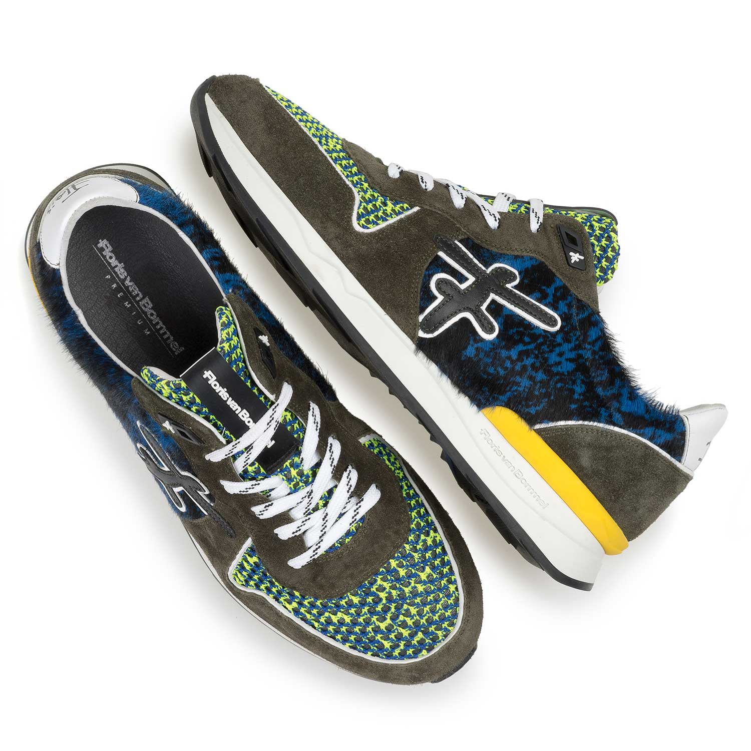 16241/02 - Premium groene suède sneaker met gekleurde accenten 16241/02 - Premium groene suède sneaker met gekleurde accenten