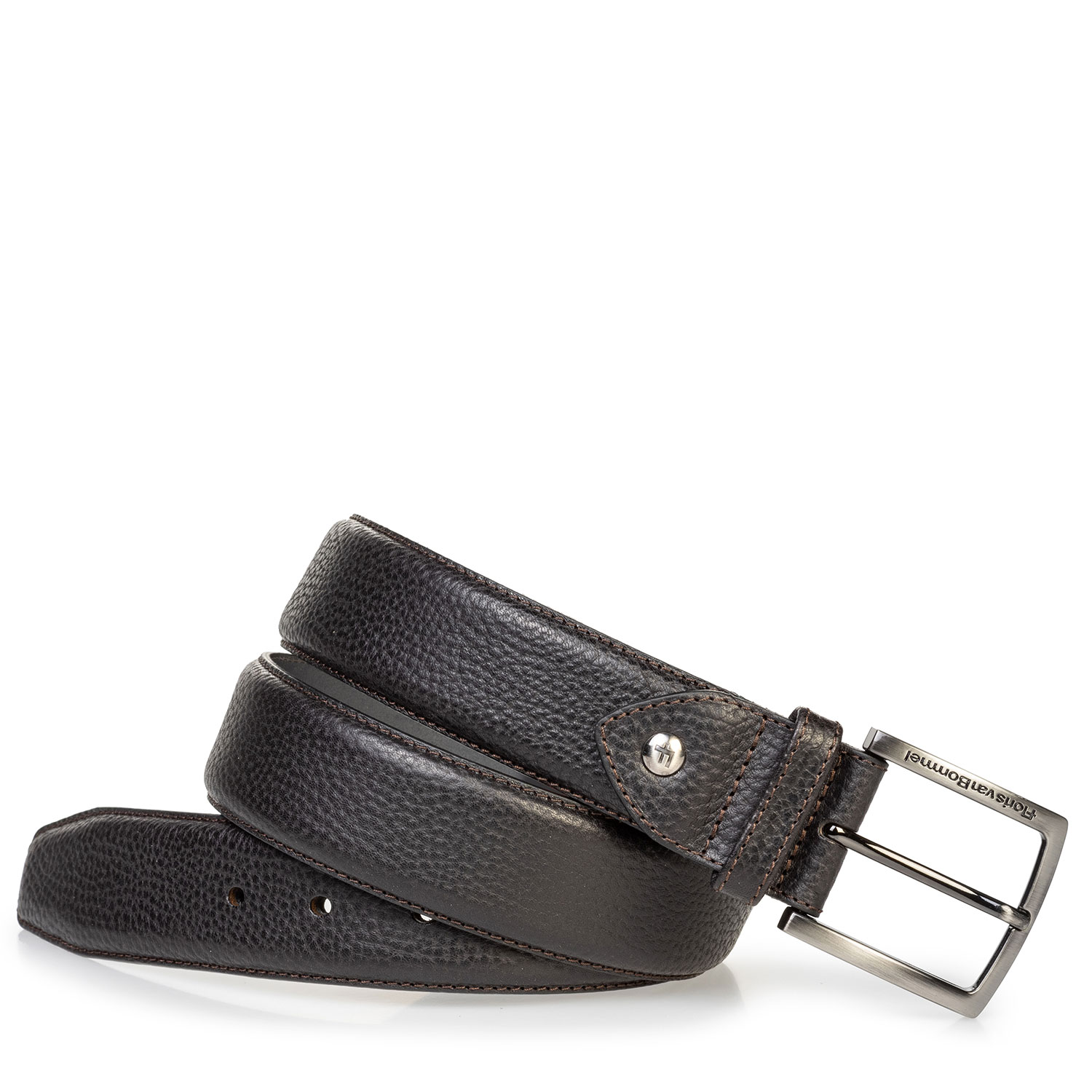 75202/64 - Zwarte leren riem met structuur 75202/64 - Zwarte leren riem met structuur