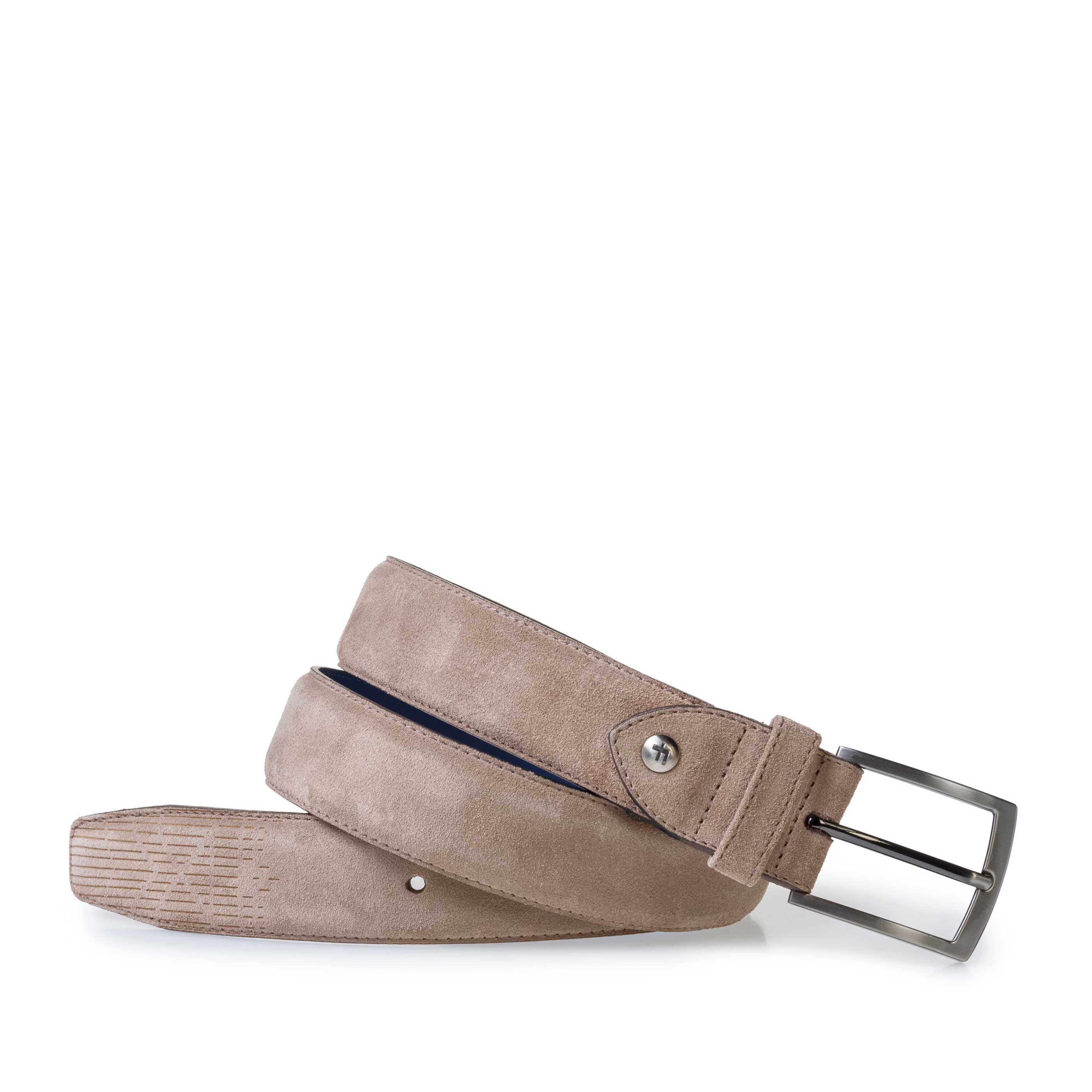 75214/03 - Beige suede leather belt with laser print 75214/03 - Beige suede leather belt with laser print