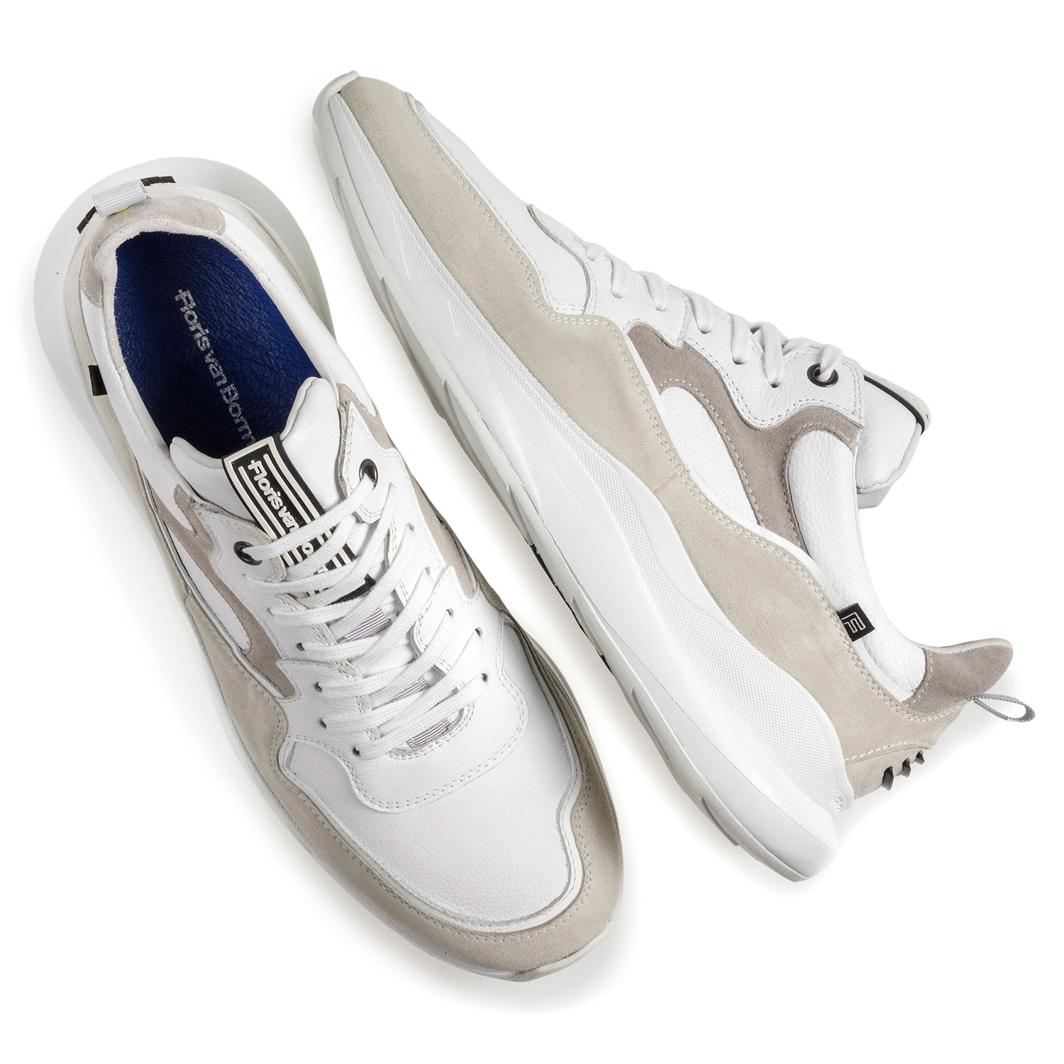 16269/21 - Witte sneaker met off-white suède 16269/21 - Witte sneaker met off-white suède