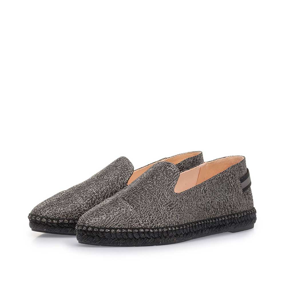 85420/06 - Black leather espadrilles with metallic print 85420/06 - Black leather espadrilles with metallic print