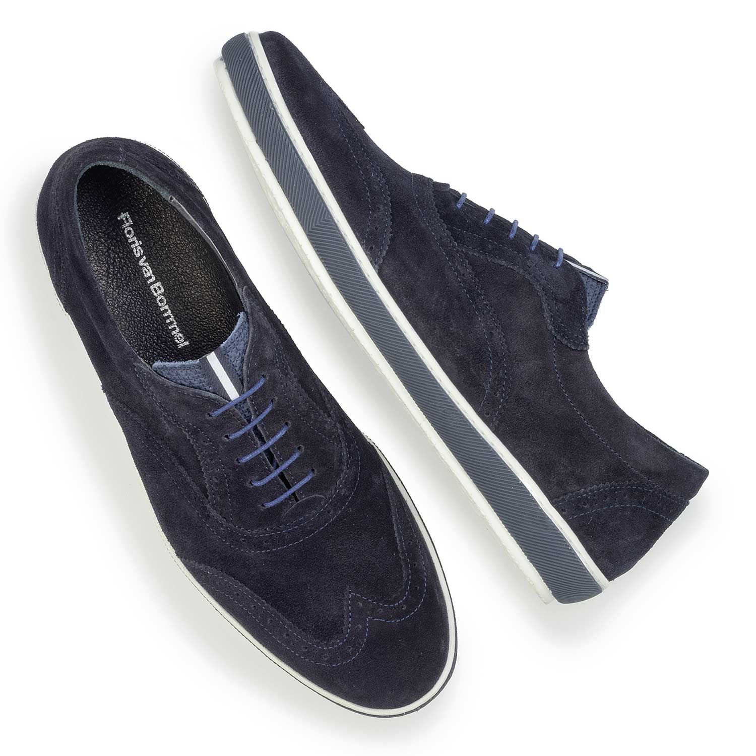 19036/39 - Dark blue brogue suede leather sneaker 19036/39 - Dark blue brogue suede leather sneaker