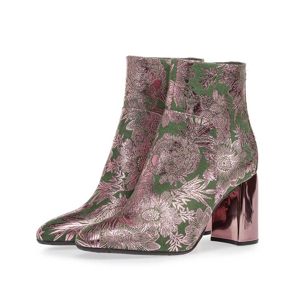 85667/03 - Enkellaars groen met print 85667/03 - Enkellaars groen met print