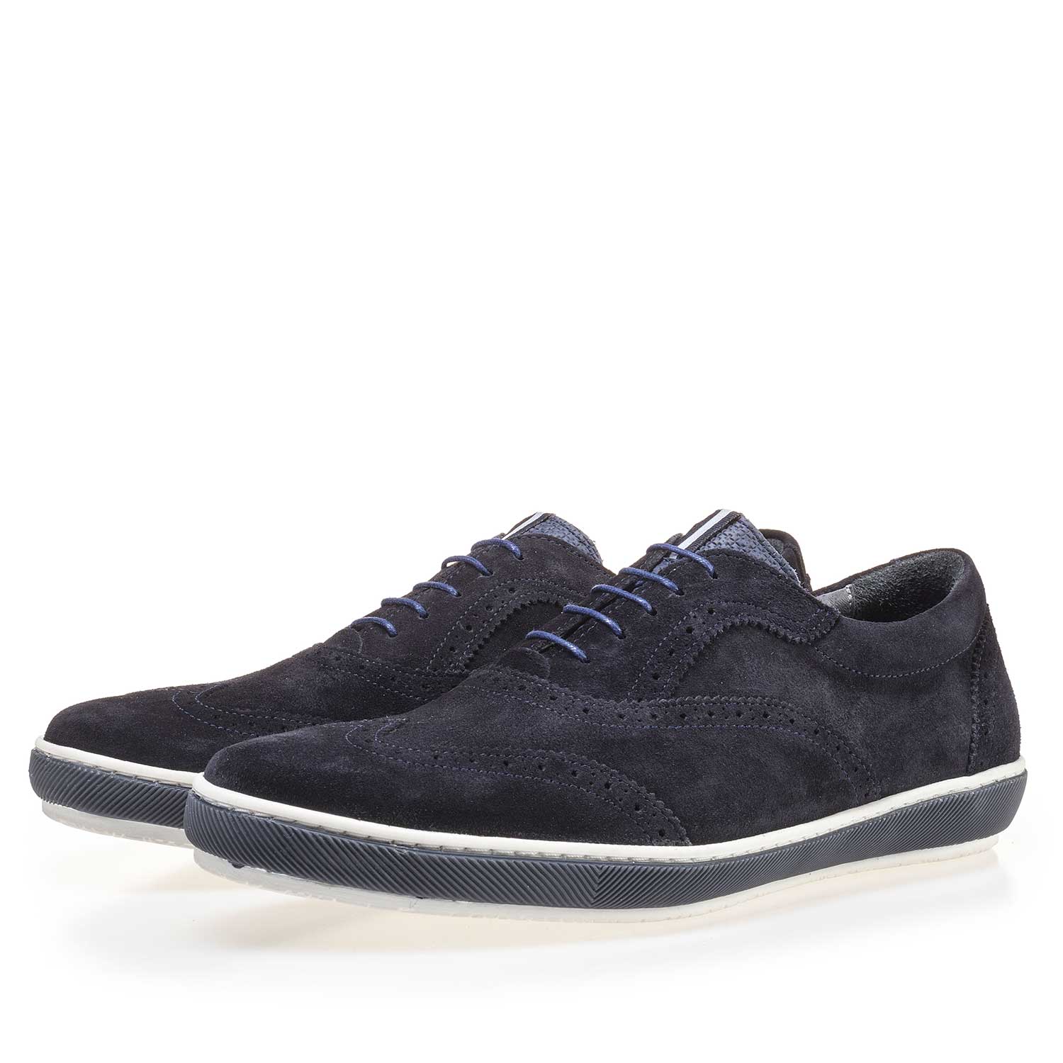 19036/39 - Dark blue brogue suede leather sneaker 19036/39 - Dark blue brogue suede leather sneaker