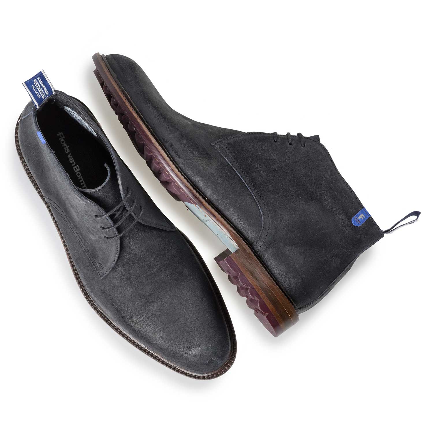 10203/03 - Dark blue suede leather lace boot 10203/03 - Dark blue suede leather lace boot