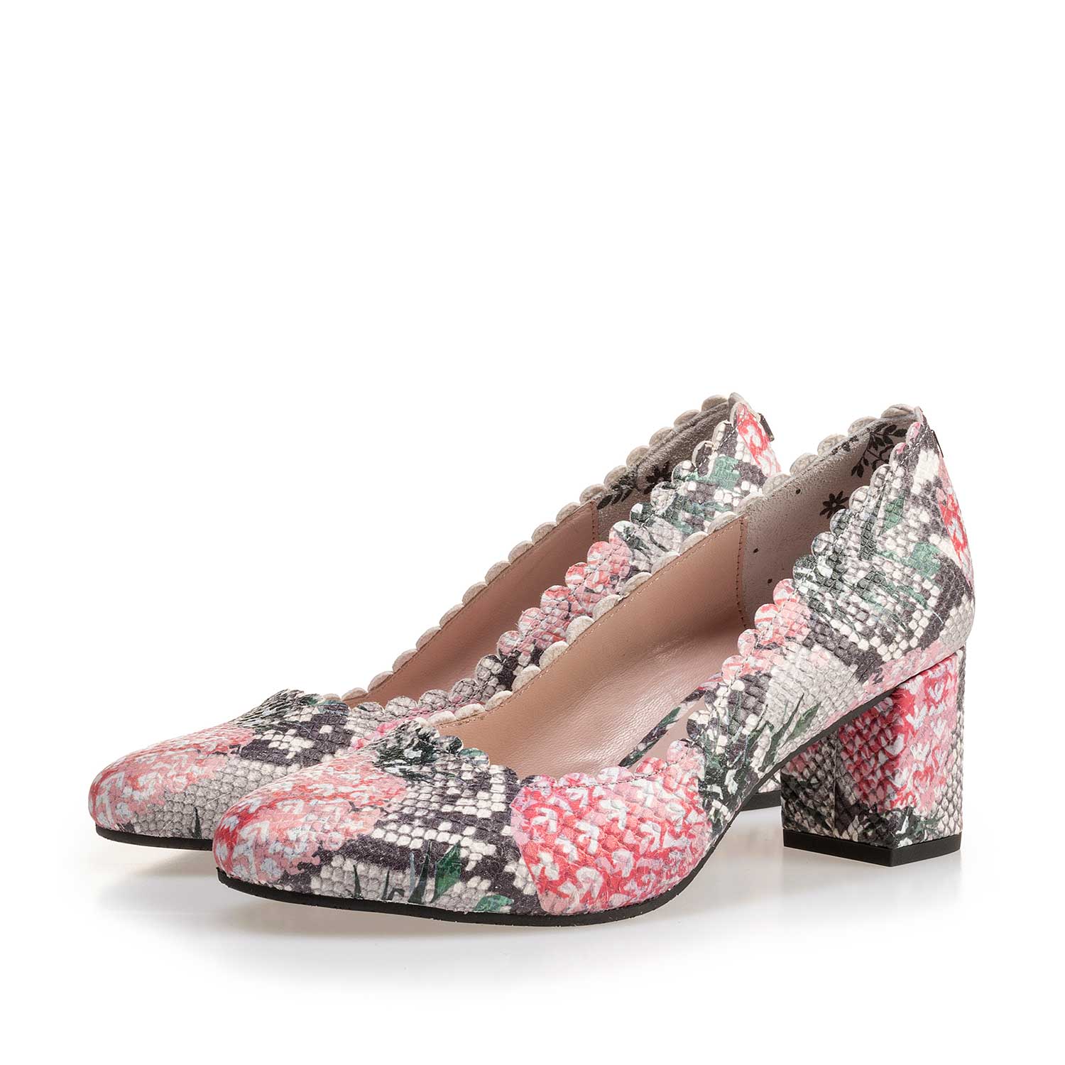 85226/04 - Multi-coloured leather pumps with printed motif 85226/04 - Multi-coloured leather pumps with printed motif