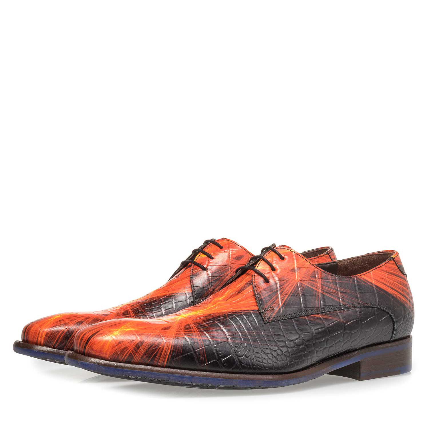 18123/05 - Premium red calf leather lace shoe with lightning bolt print 18123/05 - Premium red calf leather lace shoe with lightning bolt print
