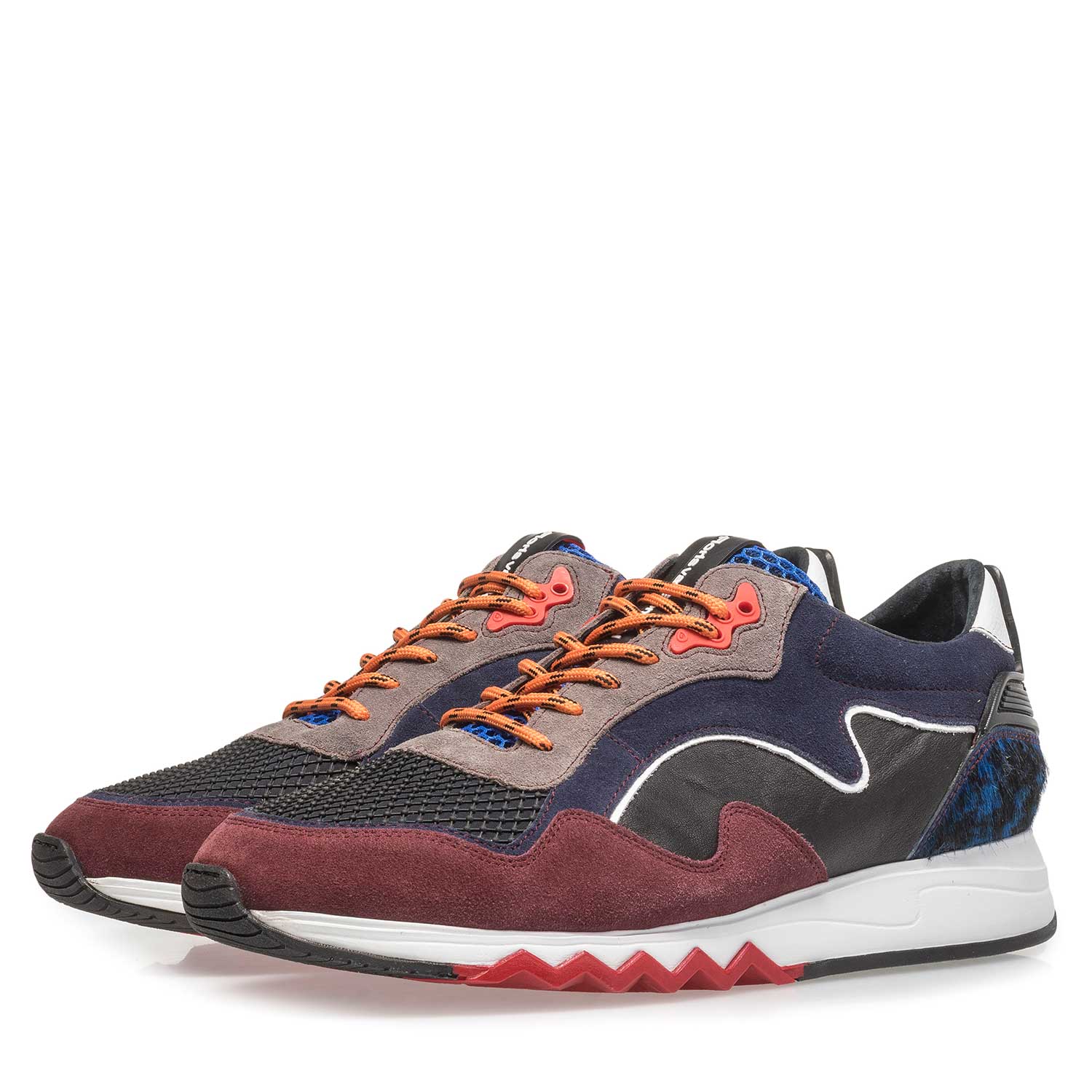 16092/06 - Suède sneaker rood/blauw 16092/06 - Suède sneaker rood/blauw