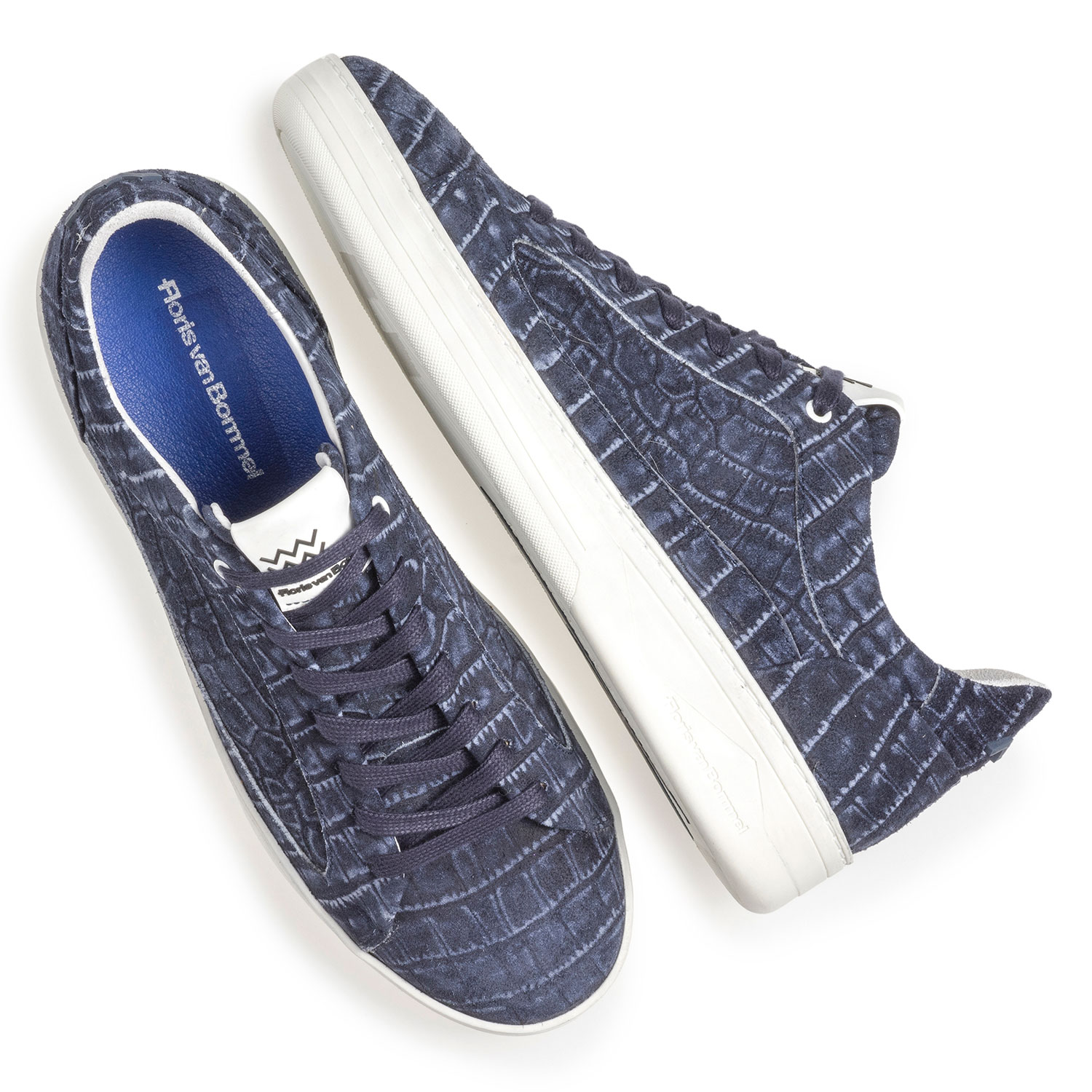 13265/07 - Donkerblauwe sneaker met crocoprint 13265/07 - Donkerblauwe sneaker met crocoprint