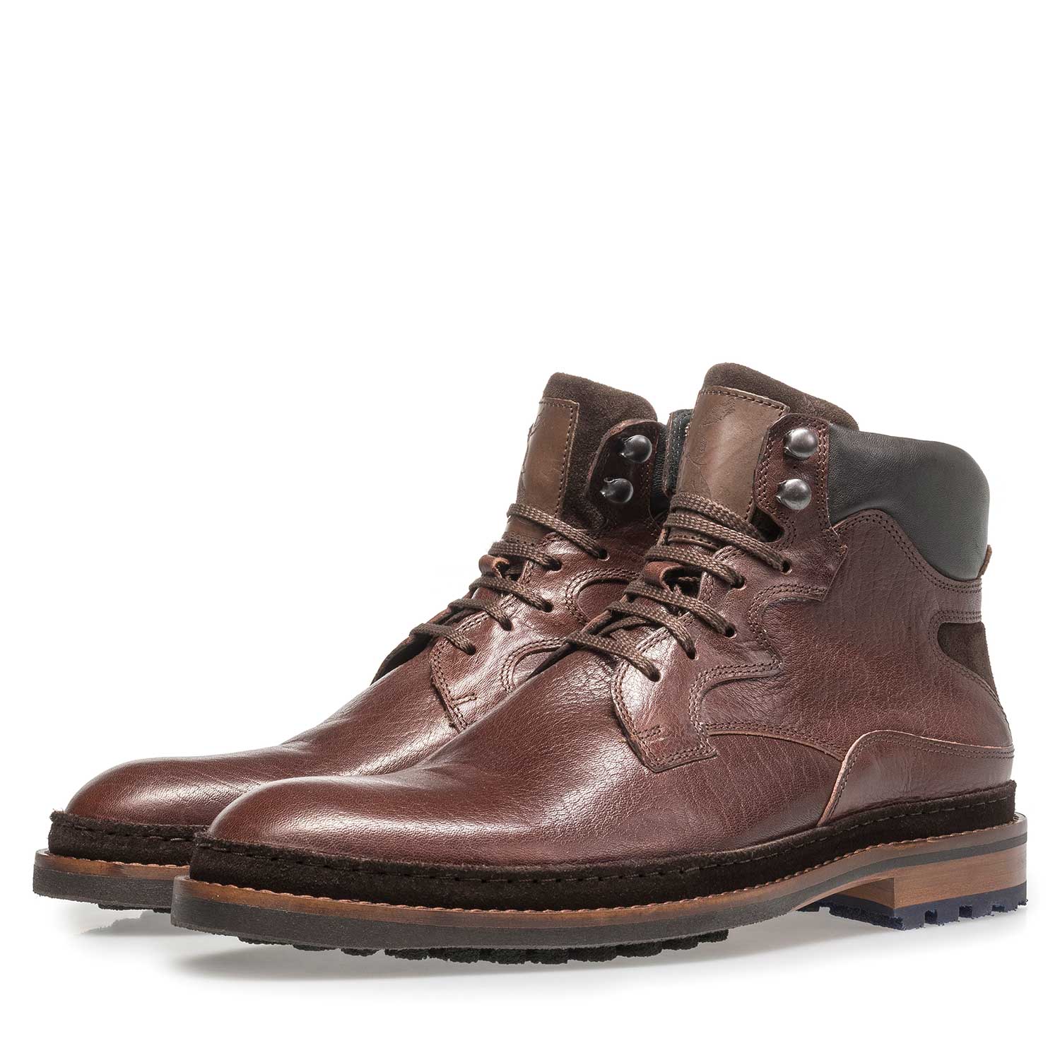 10503/00 - Roodbruine kalfsleren veterboot 10503/00 - Roodbruine kalfsleren veterboot
