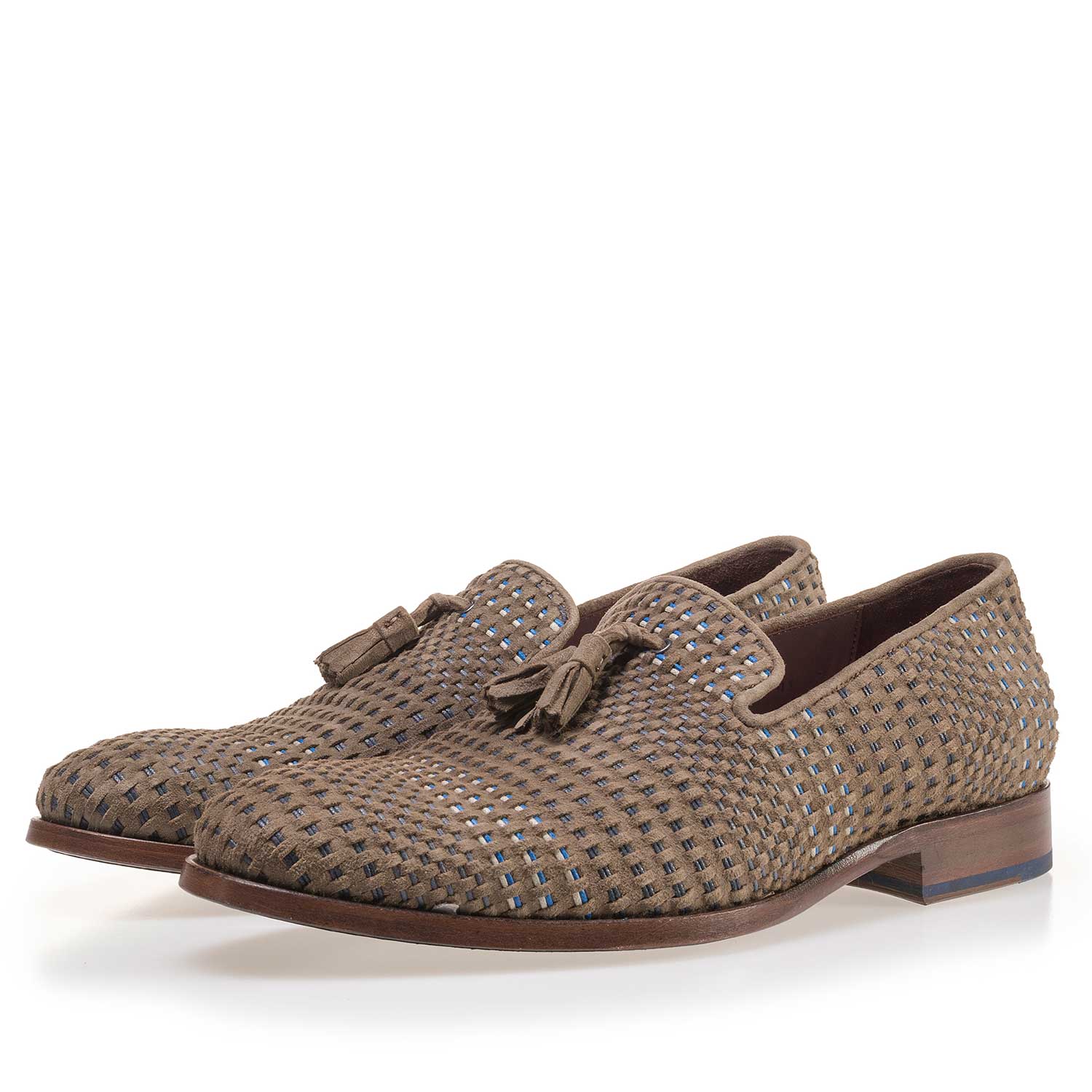 11076/01 - Gevlochten suède loafer taupe 11076/01 - Gevlochten suède loafer taupe