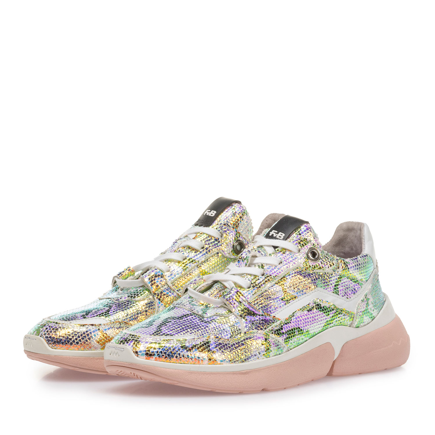 85291/13 - Sneaker met groen/gouden metallicprint 85291/13 - Sneaker met groen/gouden metallicprint