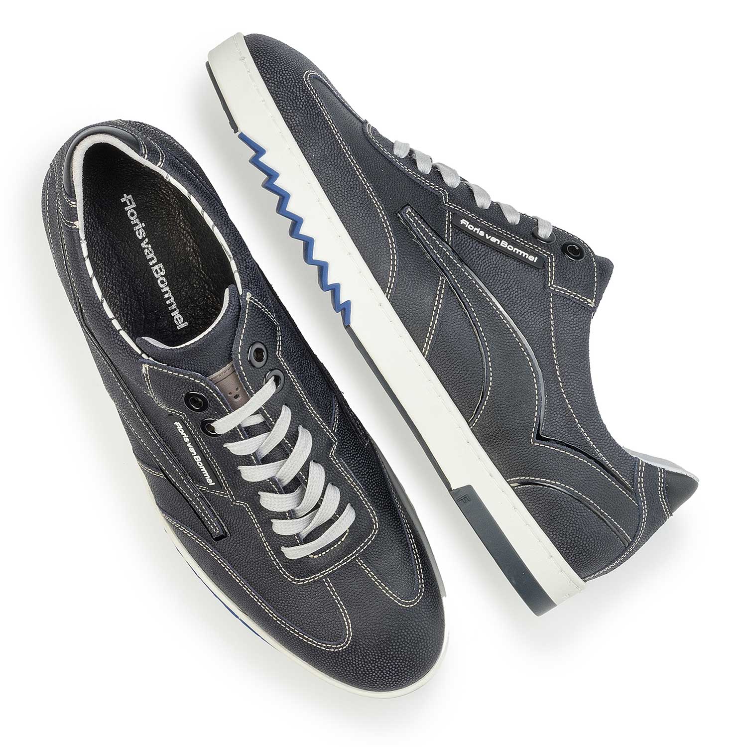 16074/27 - Dark blue patterned suede leather sneaker 16074/27 - Dark blue patterned suede leather sneaker