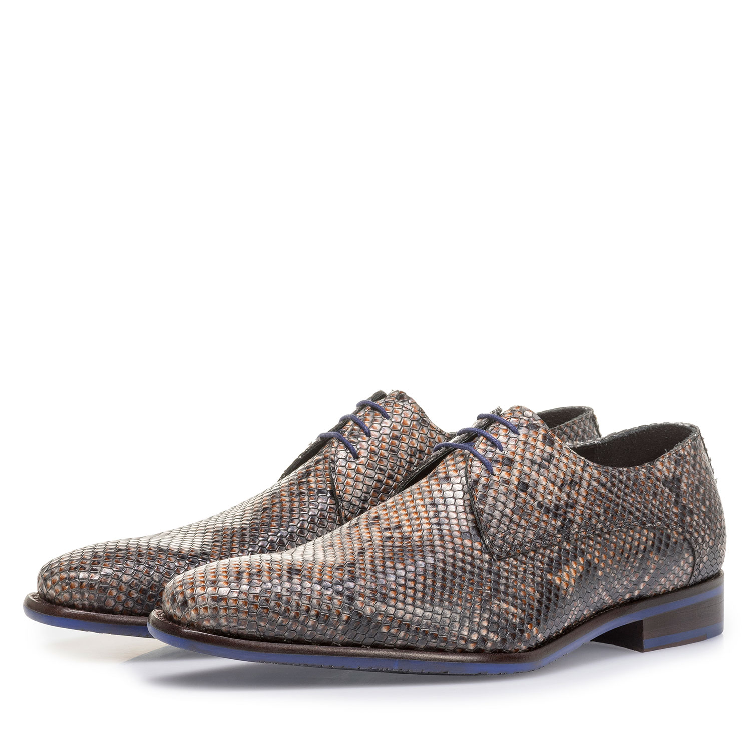 18159/18 - Grey and brown lace shoe with snake print 18159/18 - Grey and brown lace shoe with snake print
