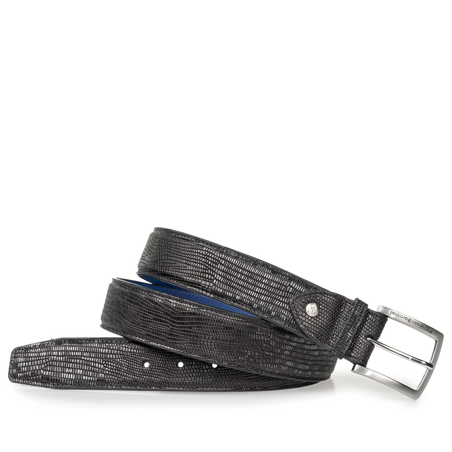 75202/19 - Zwarte leren riem met lizardprint 75202/19 - Zwarte leren riem met lizardprint