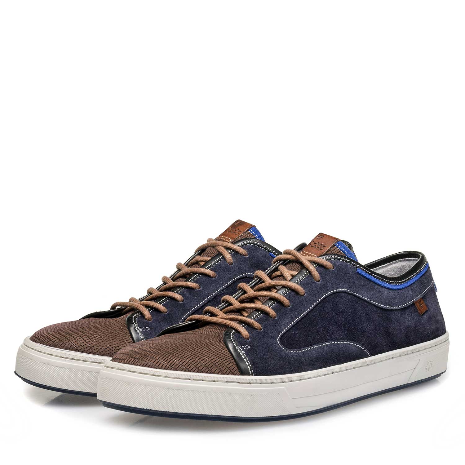 13466/10 - Suède sneaker met lizardprint donkerblauw/grijs 13466/10 - Suède sneaker met lizardprint donkerblauw/grijs