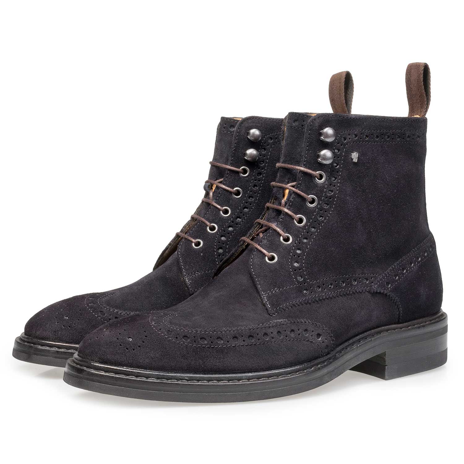 10165/01 - Blauwe suède brogue veterboot 10165/01 - Blauwe suède brogue veterboot