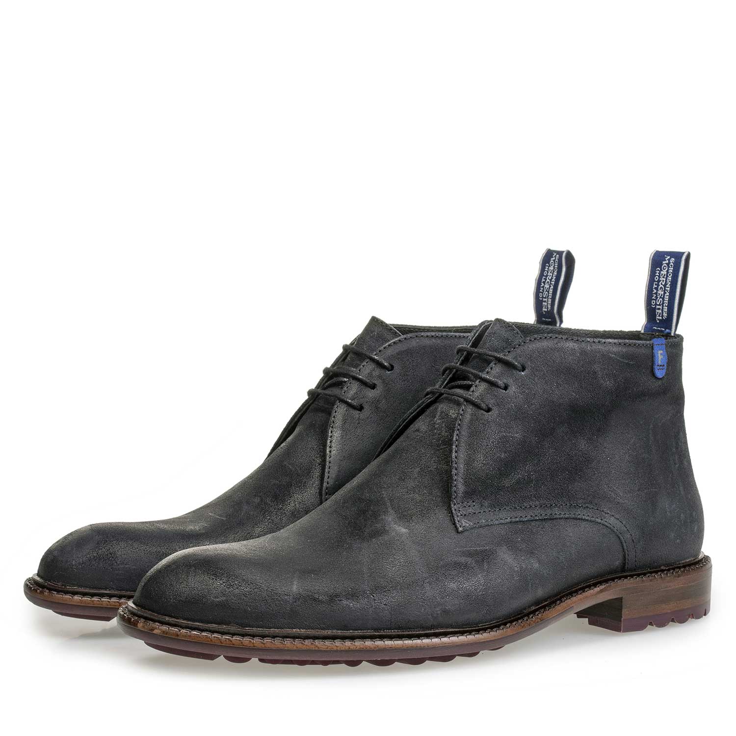 10203/03 - Dark blue suede leather lace boot 10203/03 - Dark blue suede leather lace boot