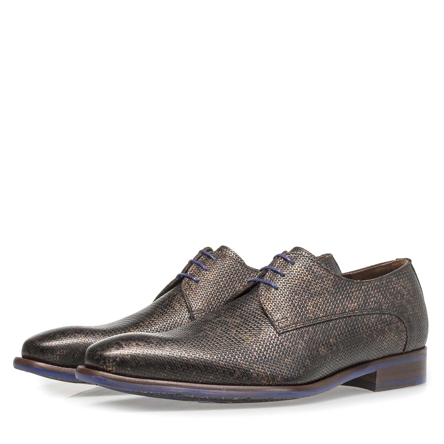 18159/02 - Leather lace shoe with bronze-coloured metallic print 18159/02 - Leather lace shoe with bronze-coloured metallic print