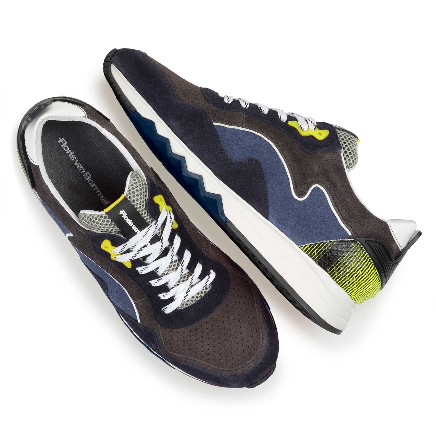 16092/00 - Suède sneaker geel/blauw 16092/00 - Suède sneaker geel/blauw