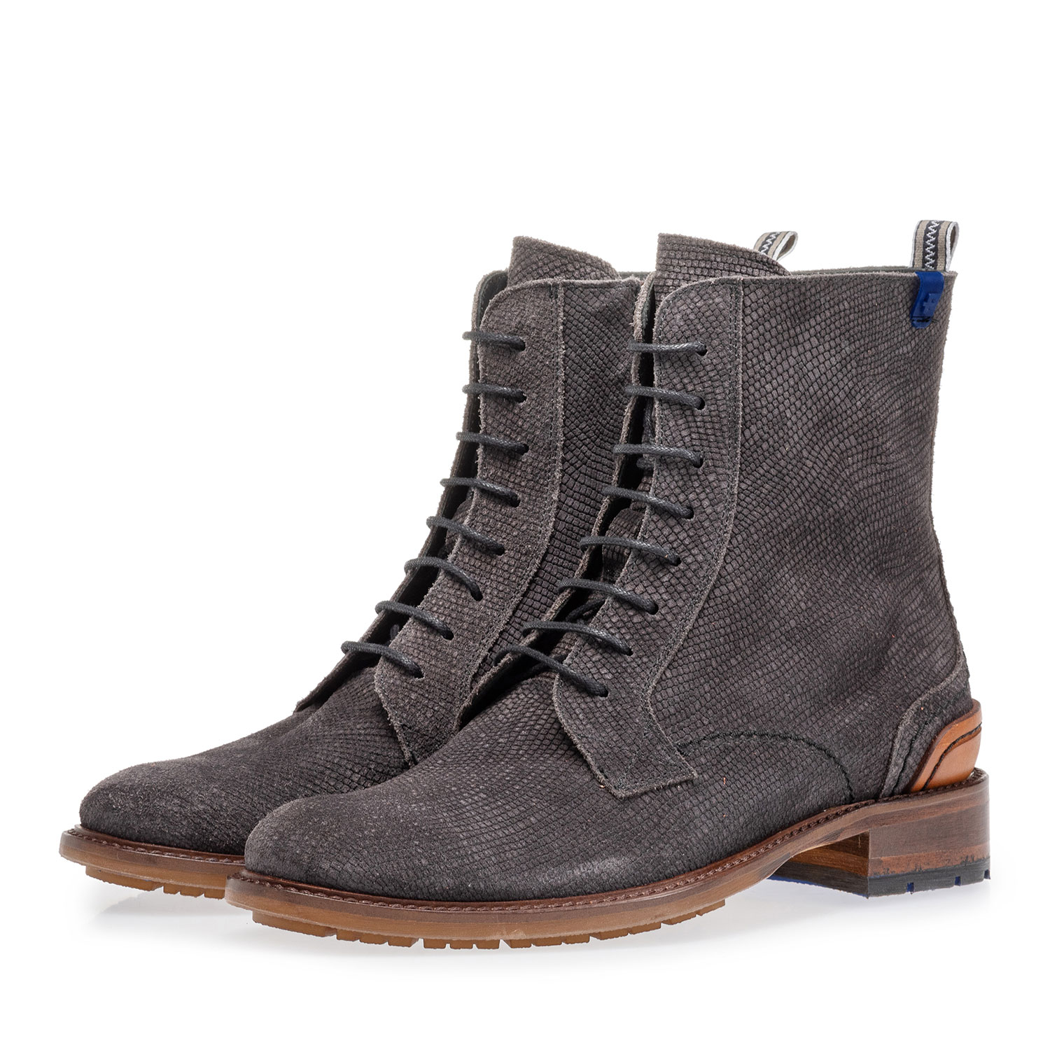 85644/03 - Veterboot suède met print 85644/03 - Veterboot suède met print