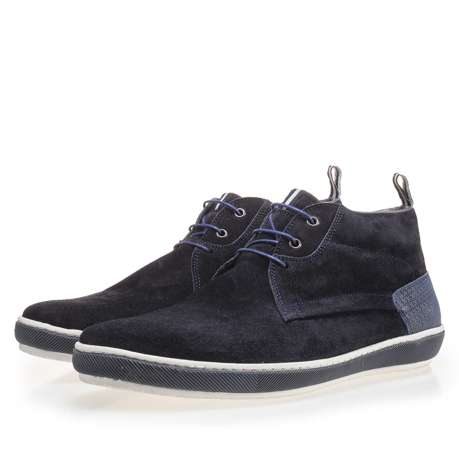10989/05 - Donkerblauwe suède veterschoen 10989/05 - Donkerblauwe suède veterschoen