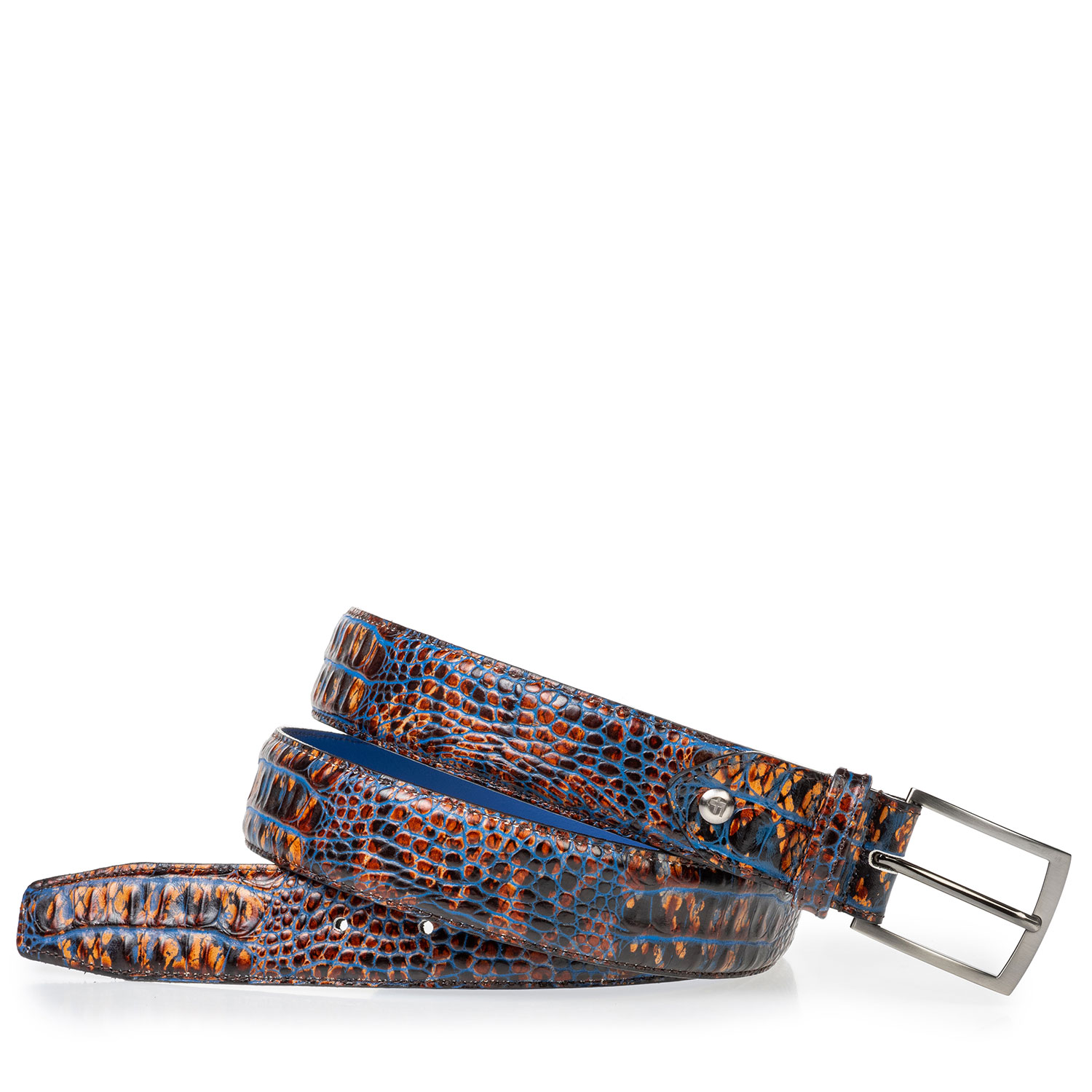 75203/24 - Leren riem crocoprint cognac 75203/24 - Leren riem crocoprint cognac