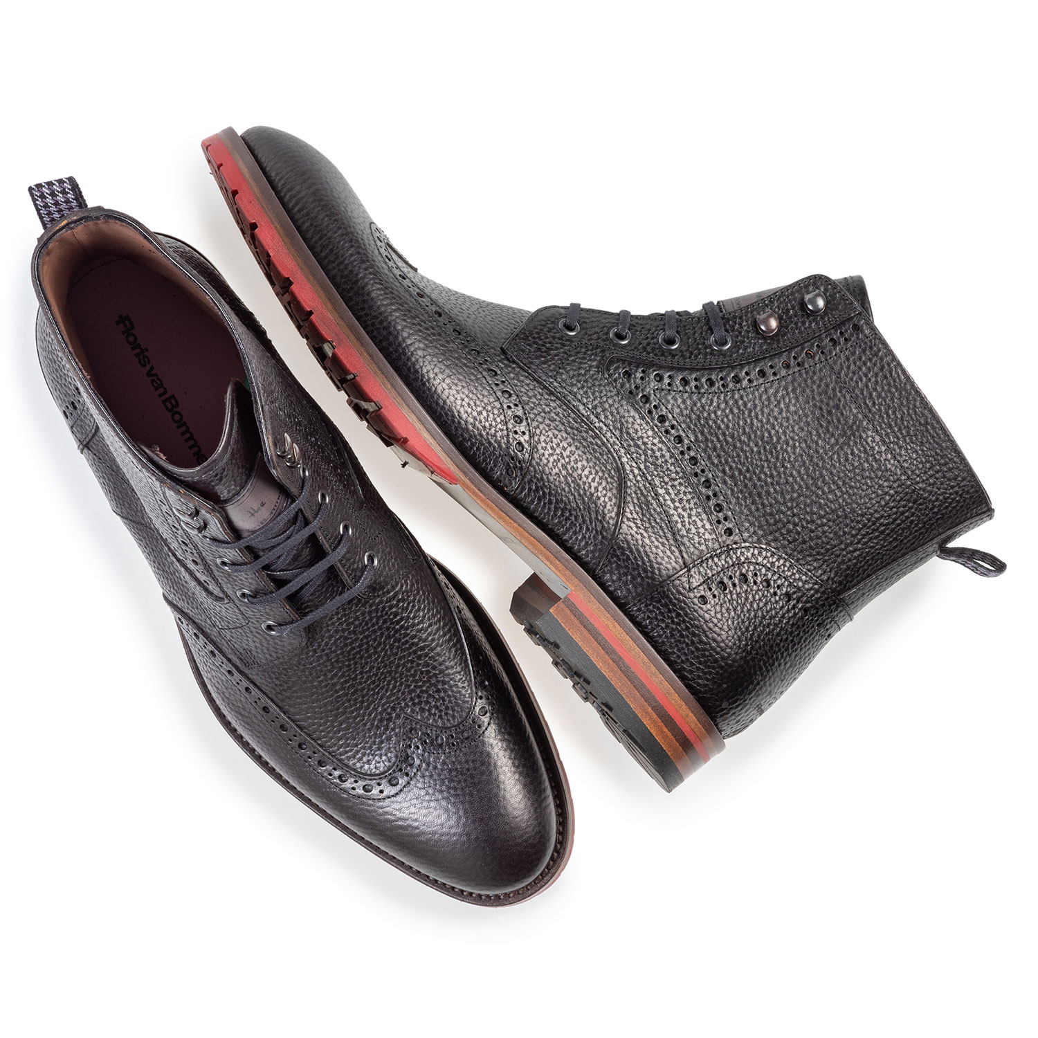 10295/23 - Leren brogue veterboot zwart 10295/23 - Leren brogue veterboot zwart