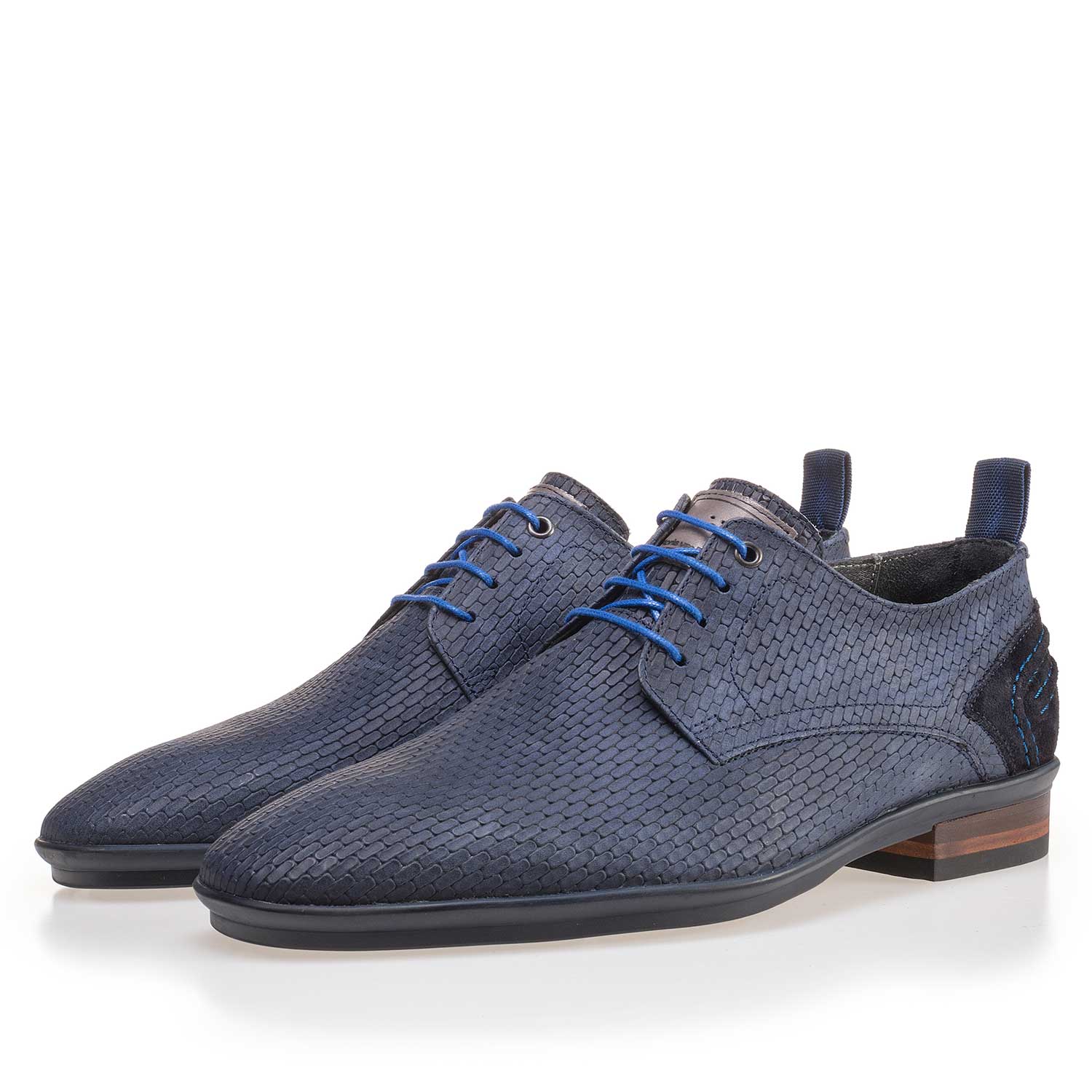 14007/06 - Blue nubuck leather lace shoe 14007/06 - Blue nubuck leather lace shoe