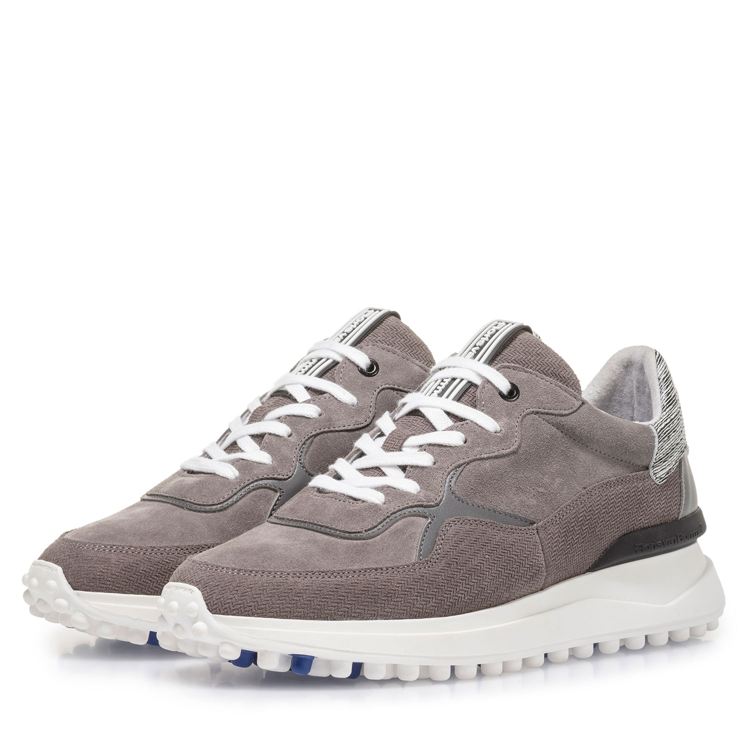 16301/16 - Grey suede leather sneaker with print 16301/16 - Grey suede leather sneaker with print