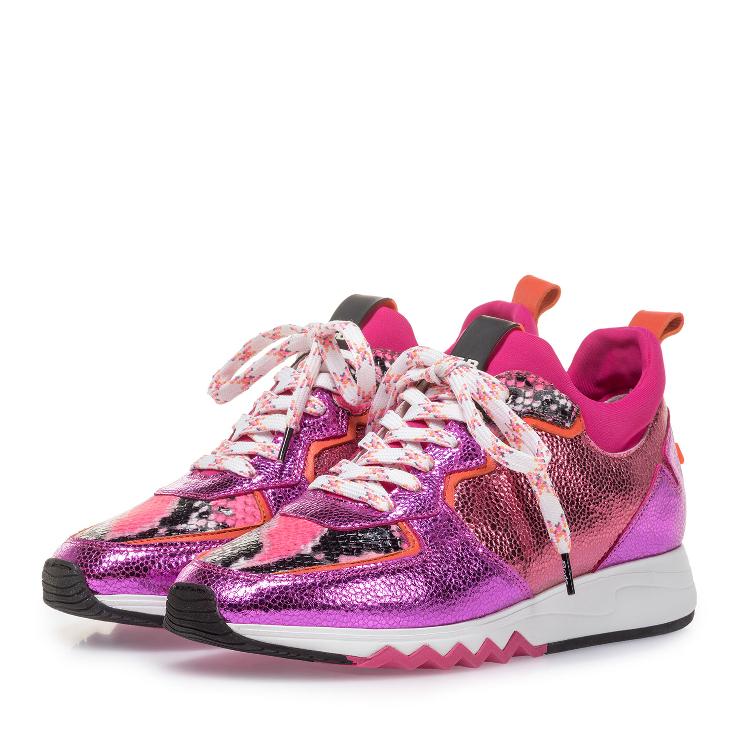 85309/07 - Sneaker met metallicprint roze/rood 85309/07 - Sneaker met metallicprint roze/rood