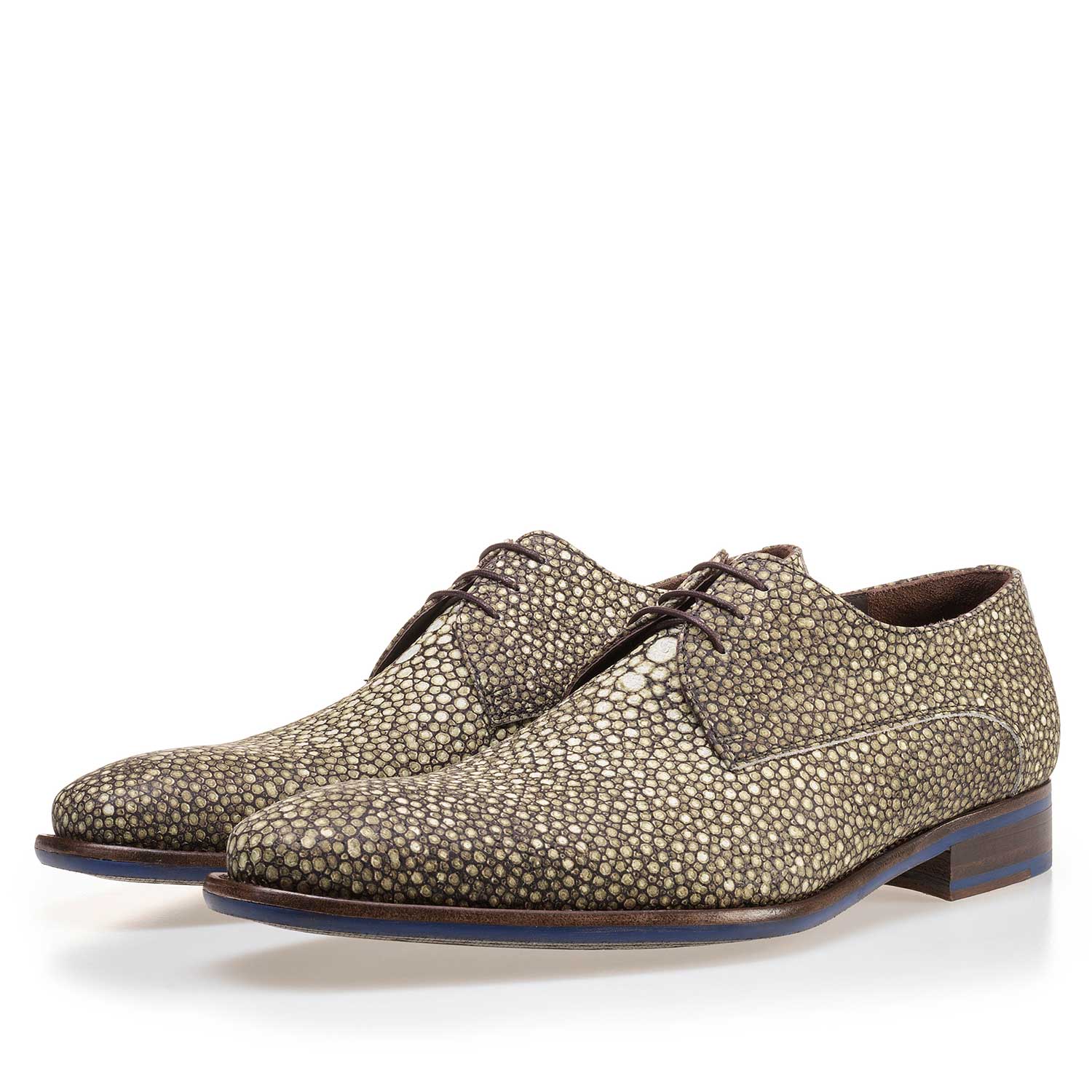 14194/00 - Green, patterned leather lace shoe 14194/00 - Green, patterned leather lace shoe
