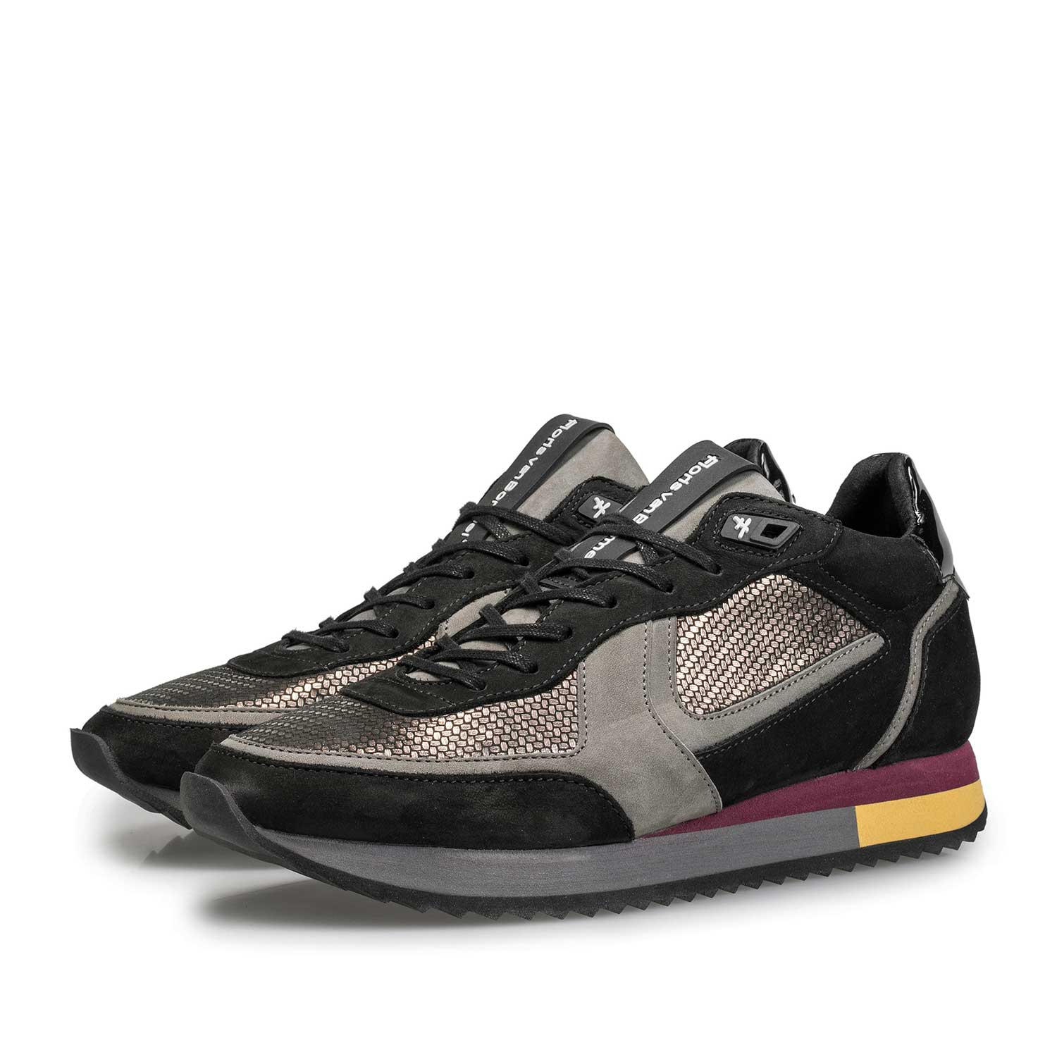 85257/02 - Blue leather sneaker with metallic print 85257/02 - Blue leather sneaker with metallic print