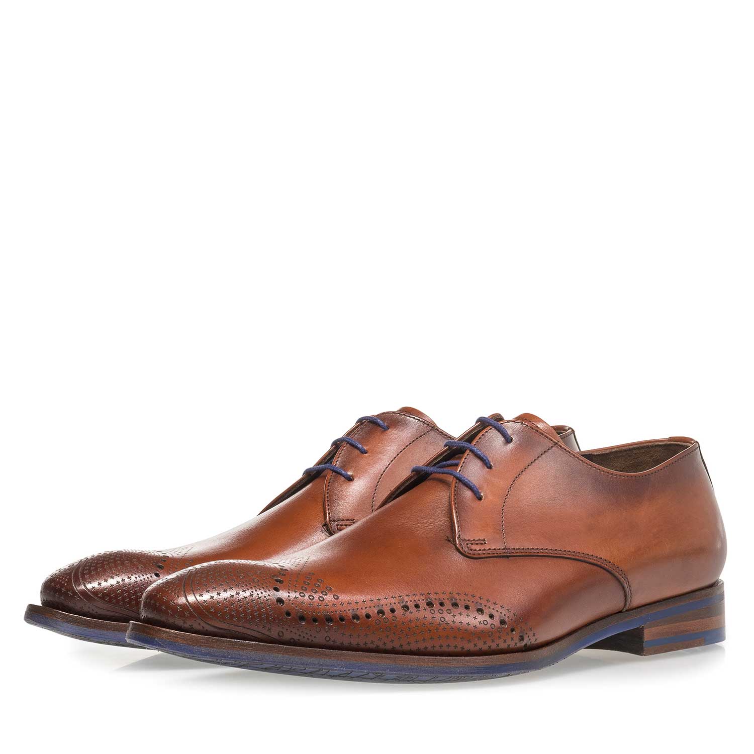 18175/00 - Dark cognac-coloured calf leather lace shoe 18175/00 - Dark cognac-coloured calf leather lace shoe