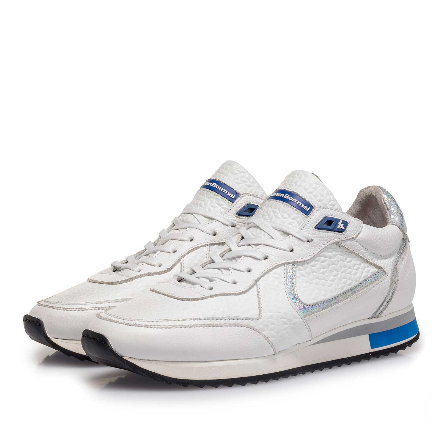 85260/09 - Witte leren sneaker met structuur 85260/09 - Witte leren sneaker met structuur