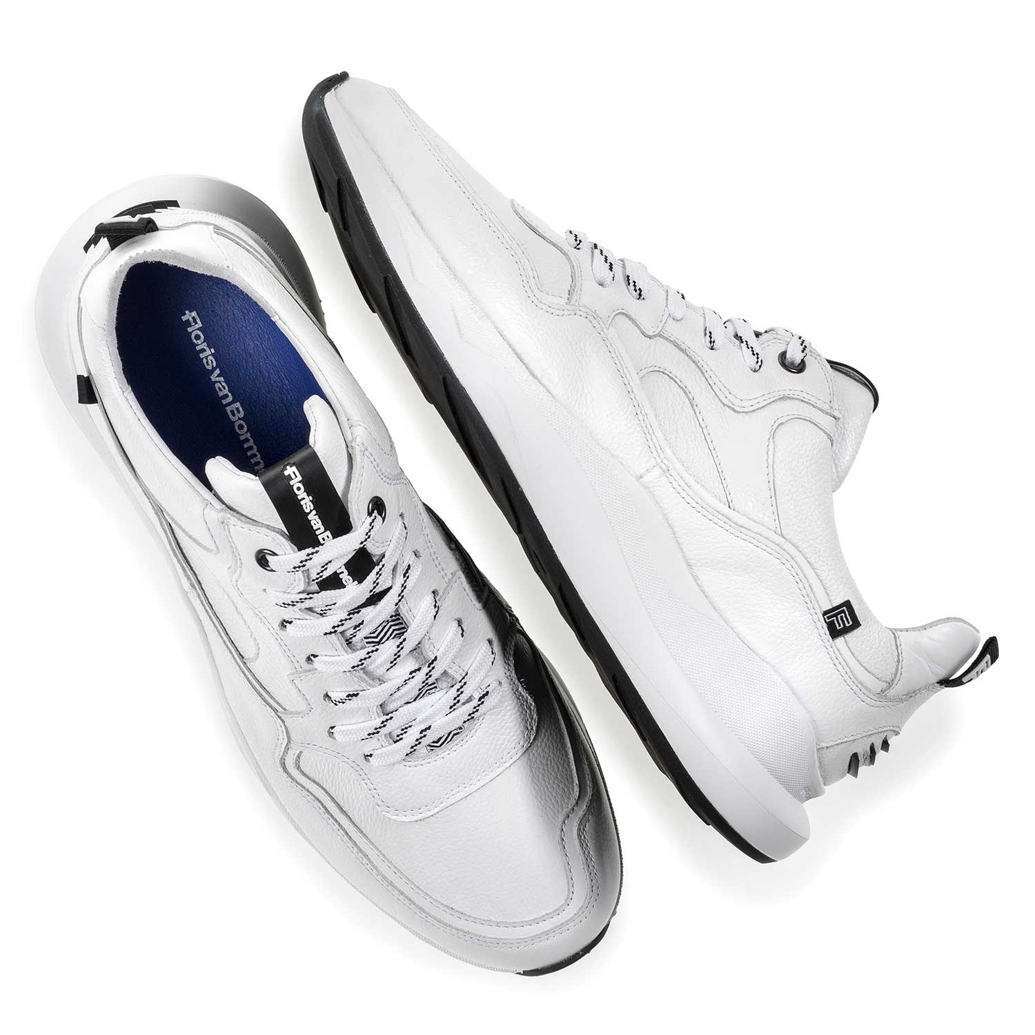 16269/01 - Witte kalfsleren sneaker met lichte structuur 16269/01 - Witte kalfsleren sneaker met lichte structuur