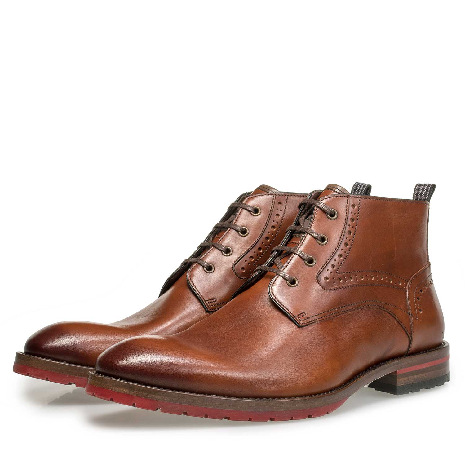 10317/03 - Cognac leren veterboot 10317/03 - Cognac leren veterboot