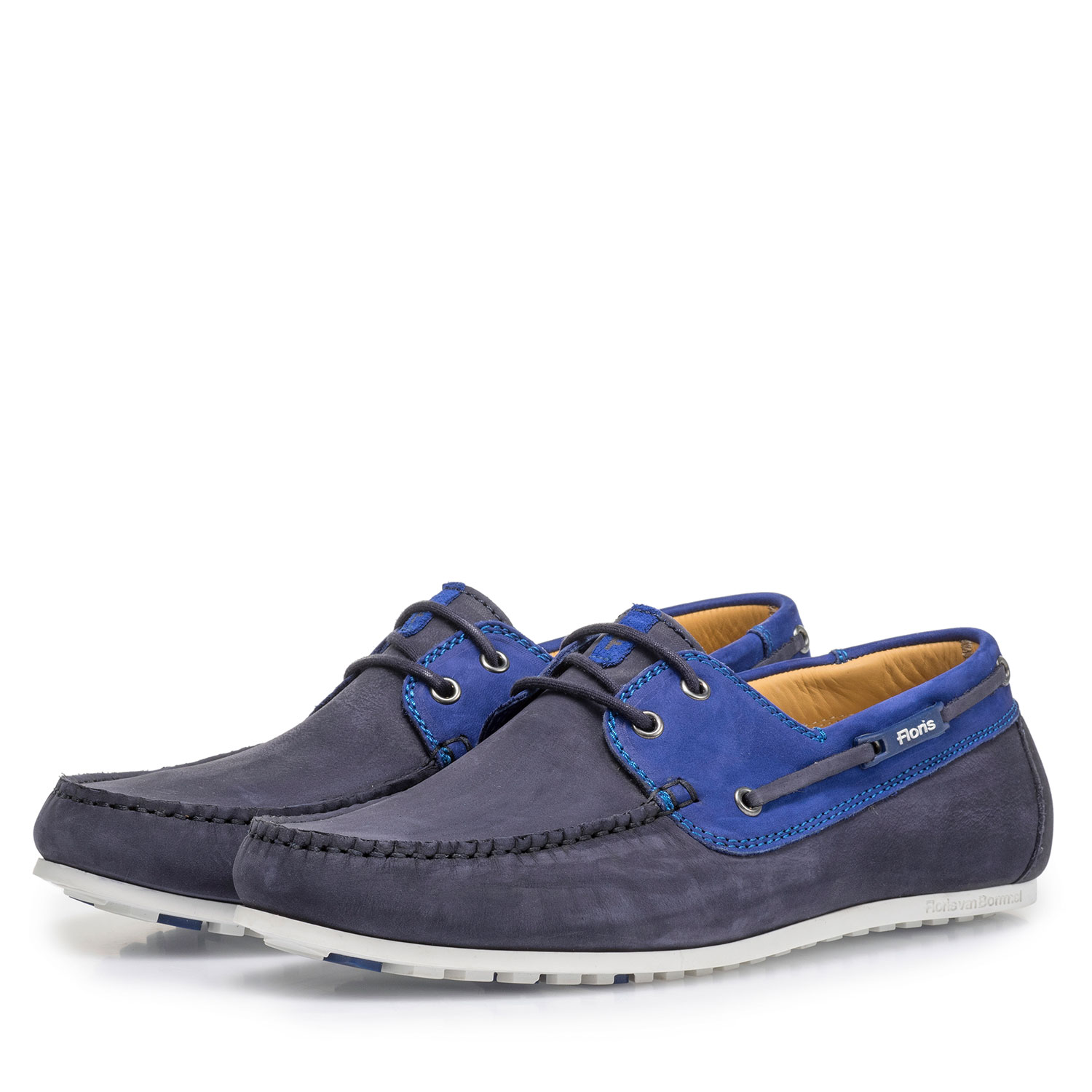 15035/12 - Blauwe nubuckleren bootschoen 15035/12 - Blauwe nubuckleren bootschoen