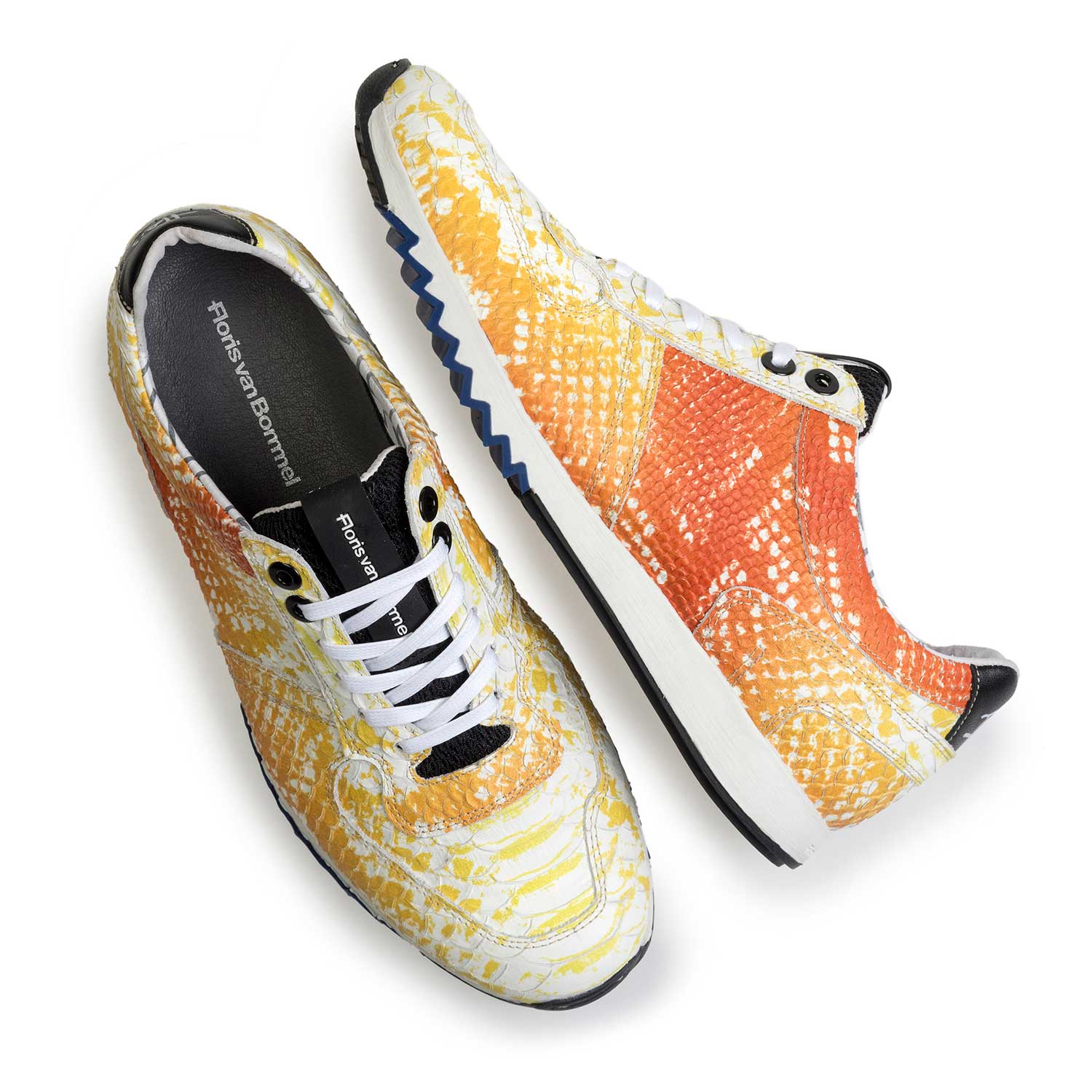 16227/12 - Gele leren sneaker met snakeprint 16227/12 - Gele leren sneaker met snakeprint